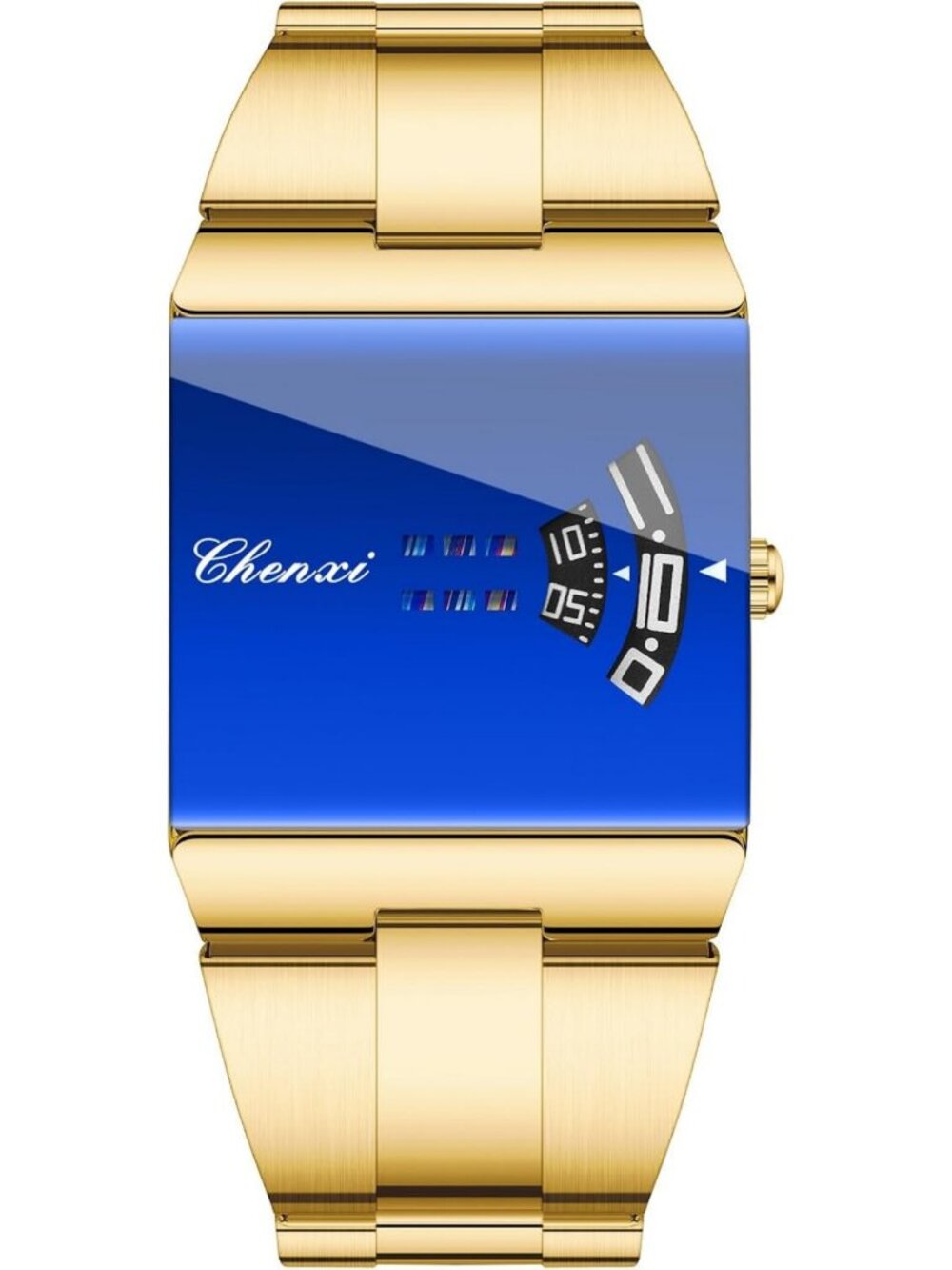 Stylish Square Men's Watch with Blue Mirror Dial & Stainless Steel Band, Quartz